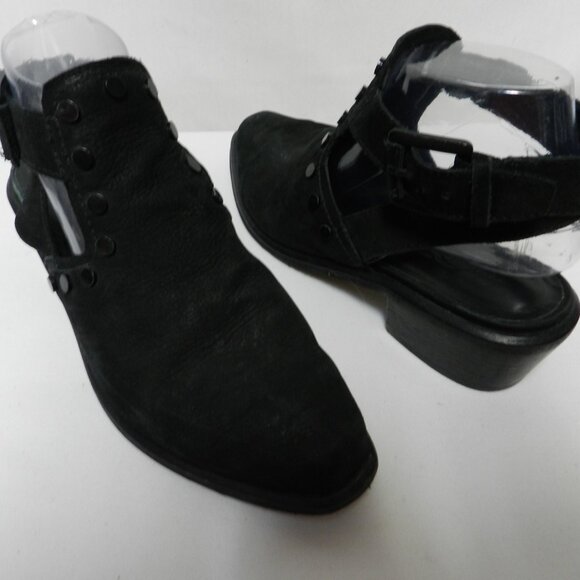 M4dE Alexa Black Leather Studded slingback mules clogs booties studs Size Sz 9 - Picture 1 of 14